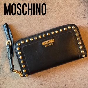 Moschino Black Stud Leather Wallet/Wristlet